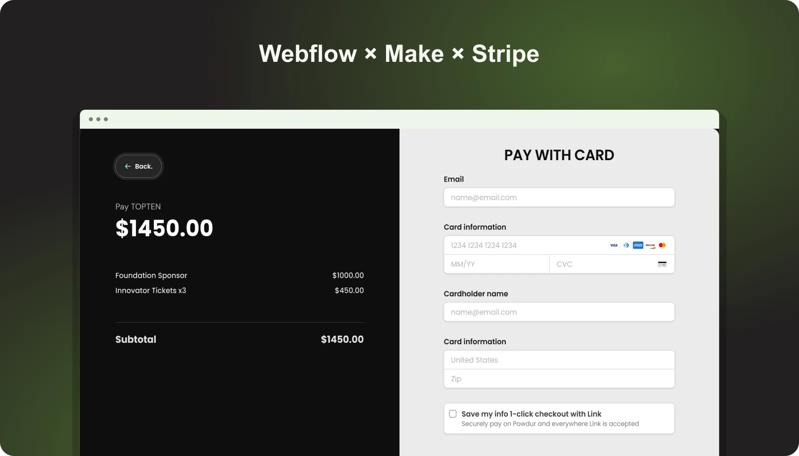 Webflow × Stripe — project preview